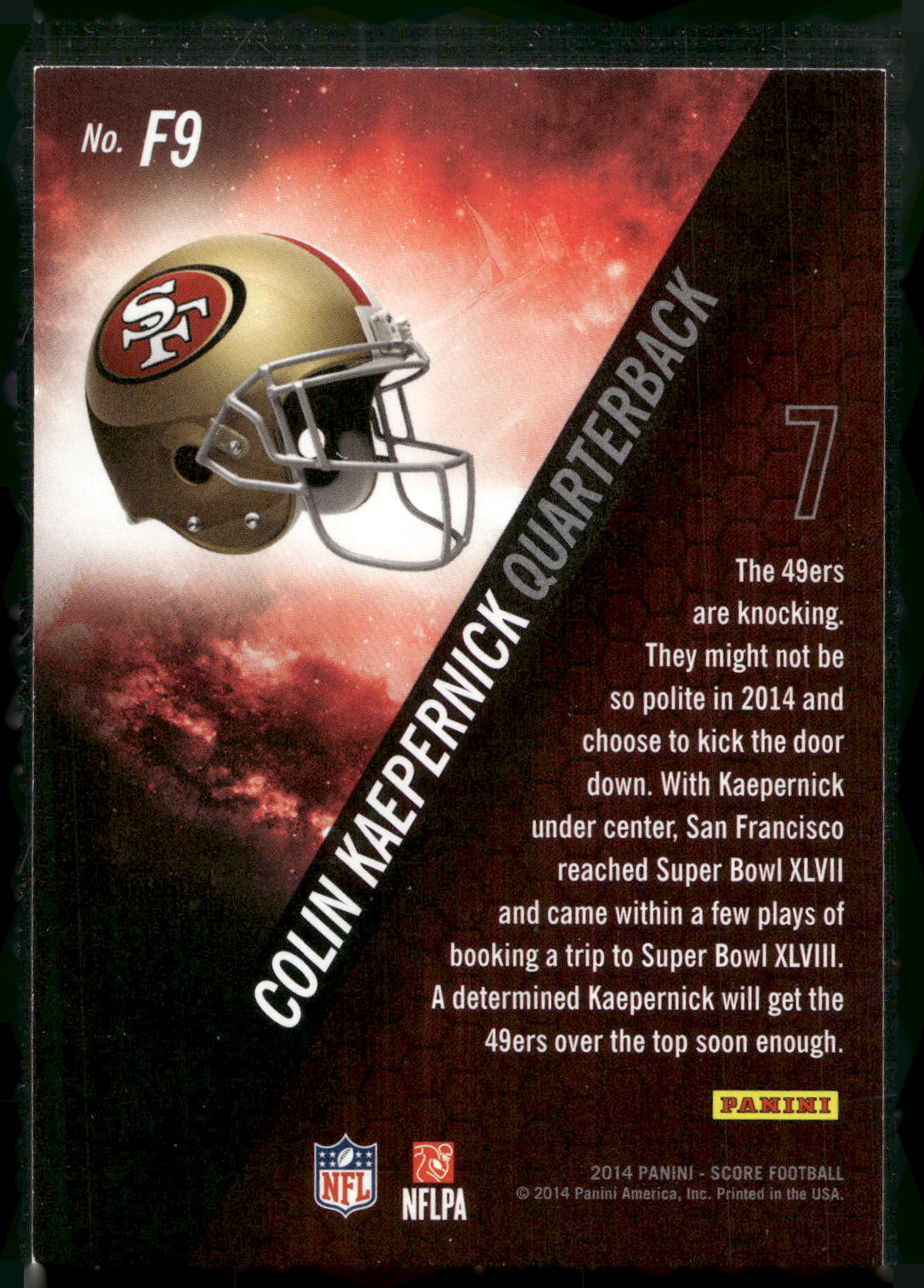 2014 Score #F9 Colin Kaepernick Franchise Blue
