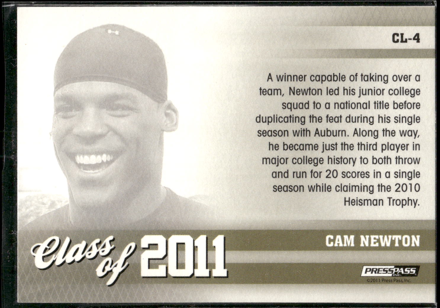 2011 Press Pass #CL-4 Cam Newton Class of 2011