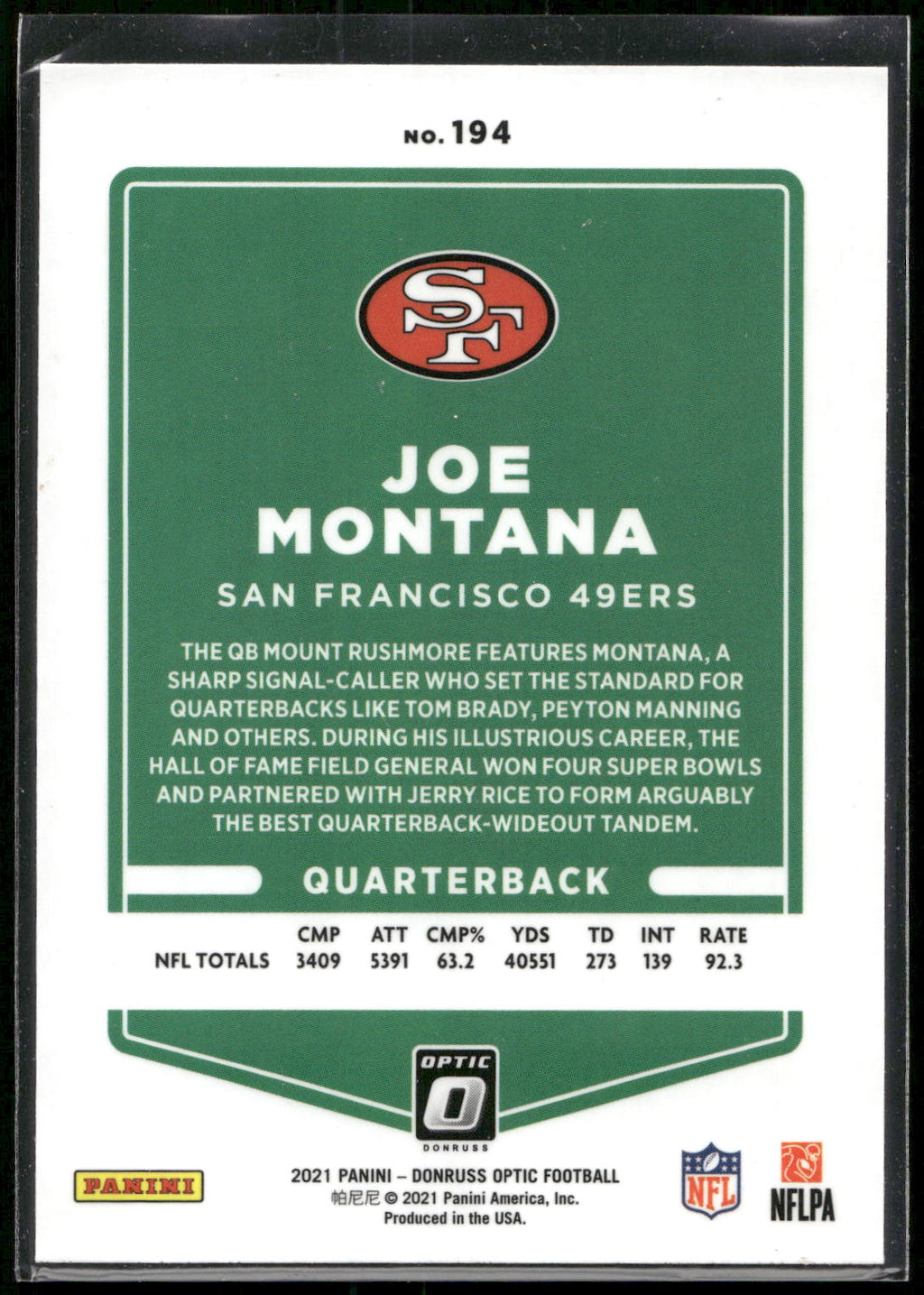 2021 Donruss Optic #194 Joe Montana