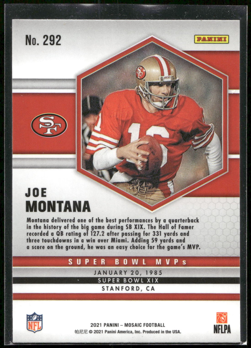 2021 Panini Mosaic #292 Joe Montana