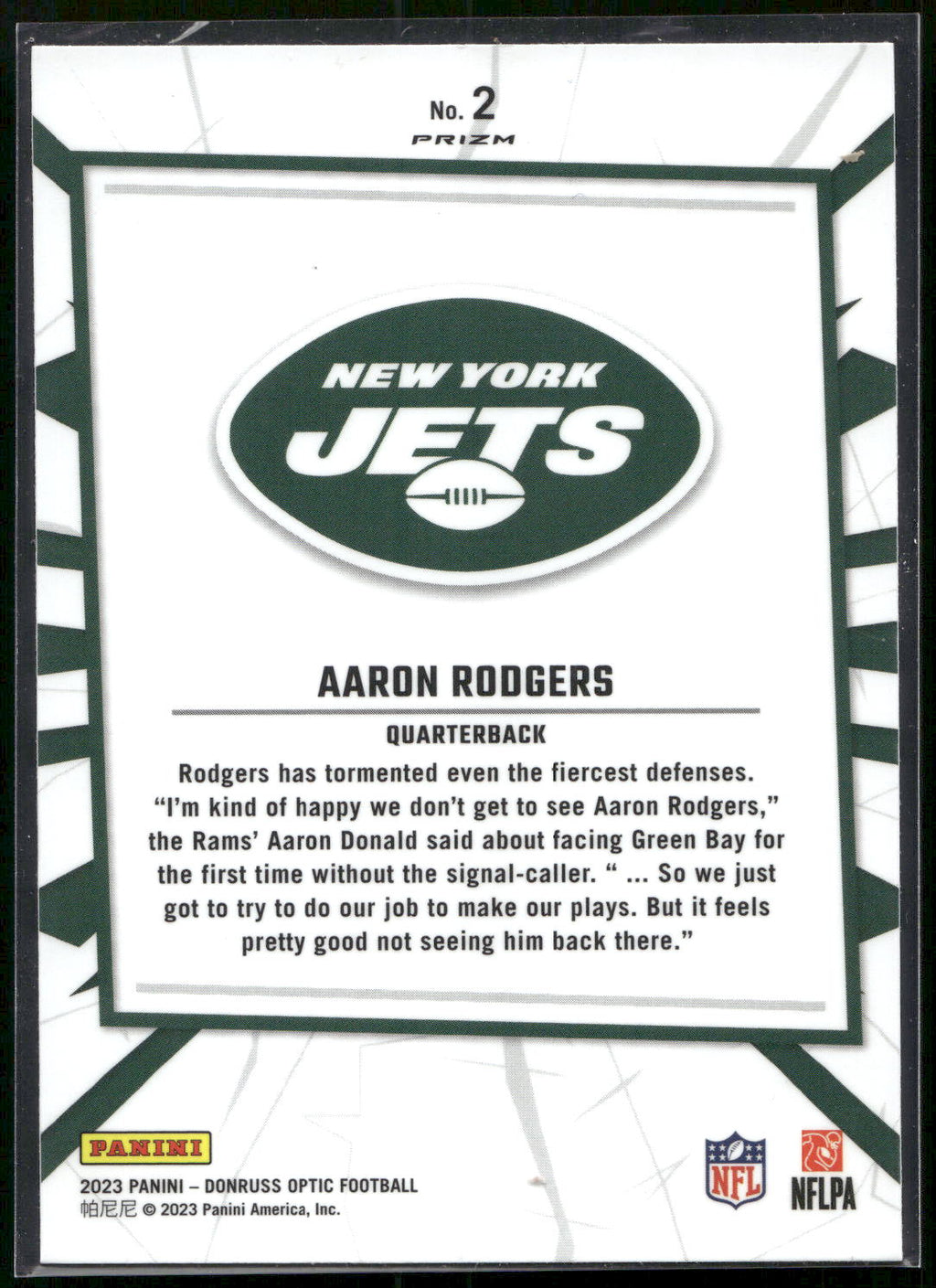 2023 Donruss Optic #2 Aaron Rodgers My House