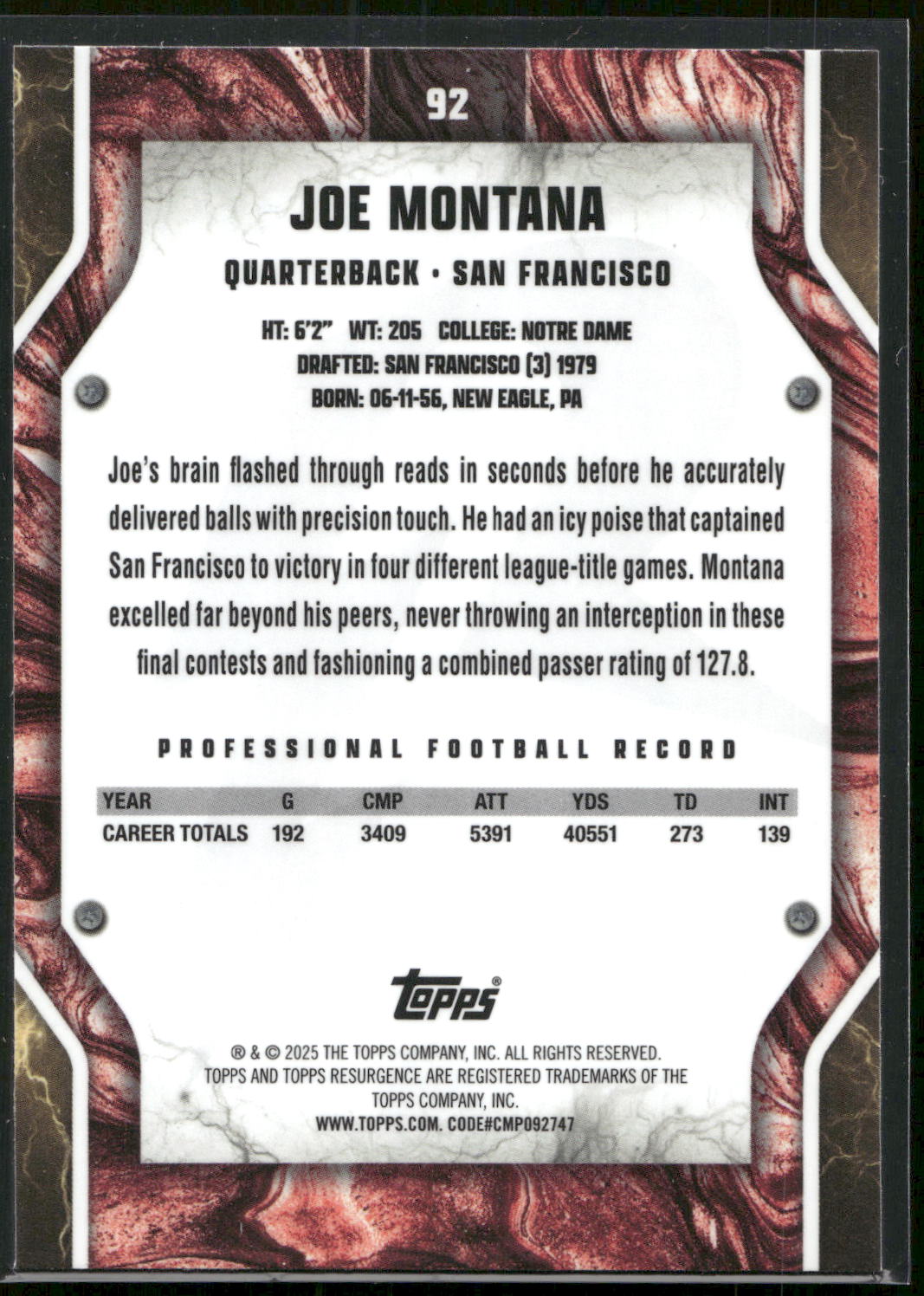 2024 Topps Resurgence #92 Joe Montana