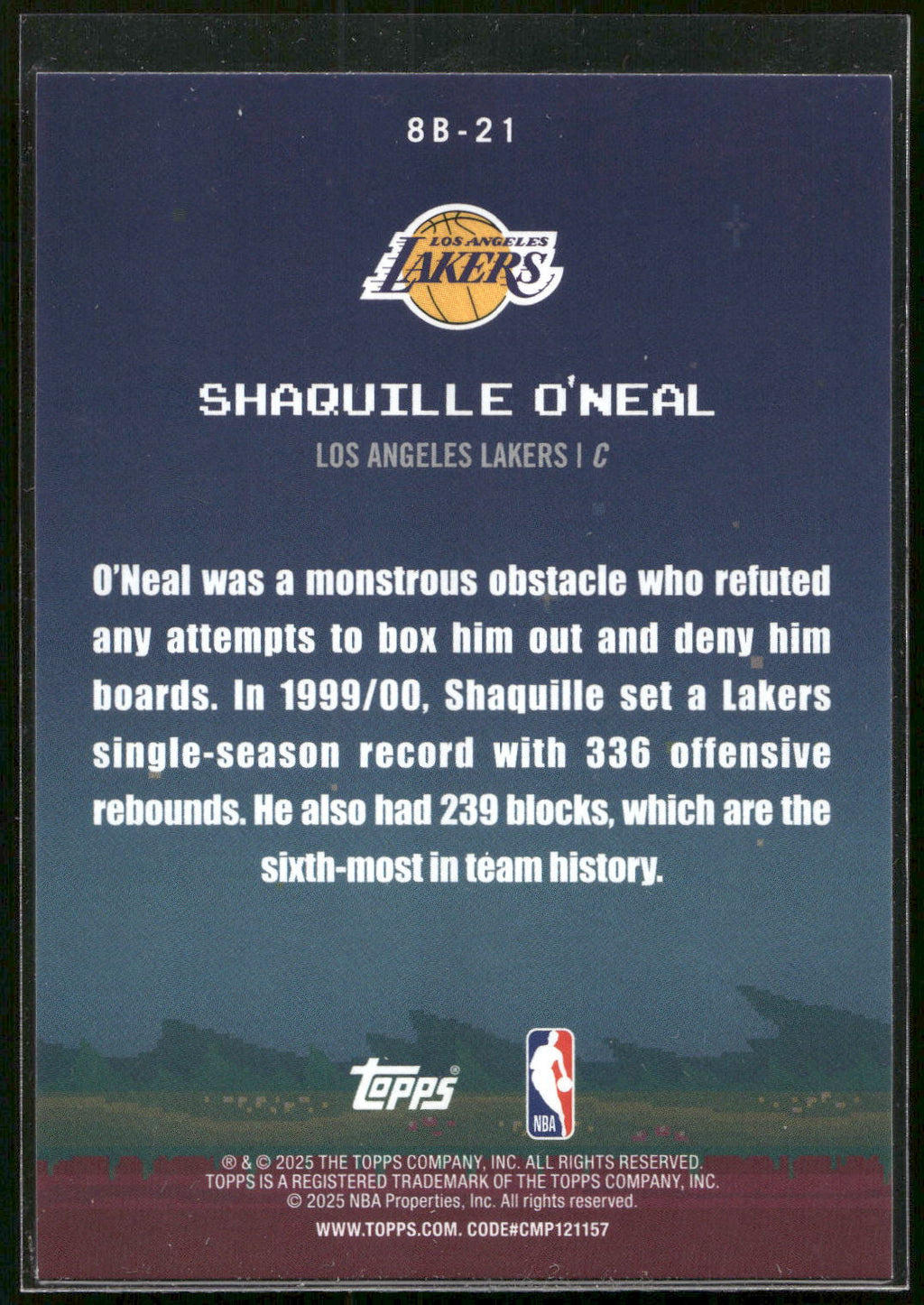 2025-26 Topps #8B-21 Shaquille O'Neal 8-Bit Ballers