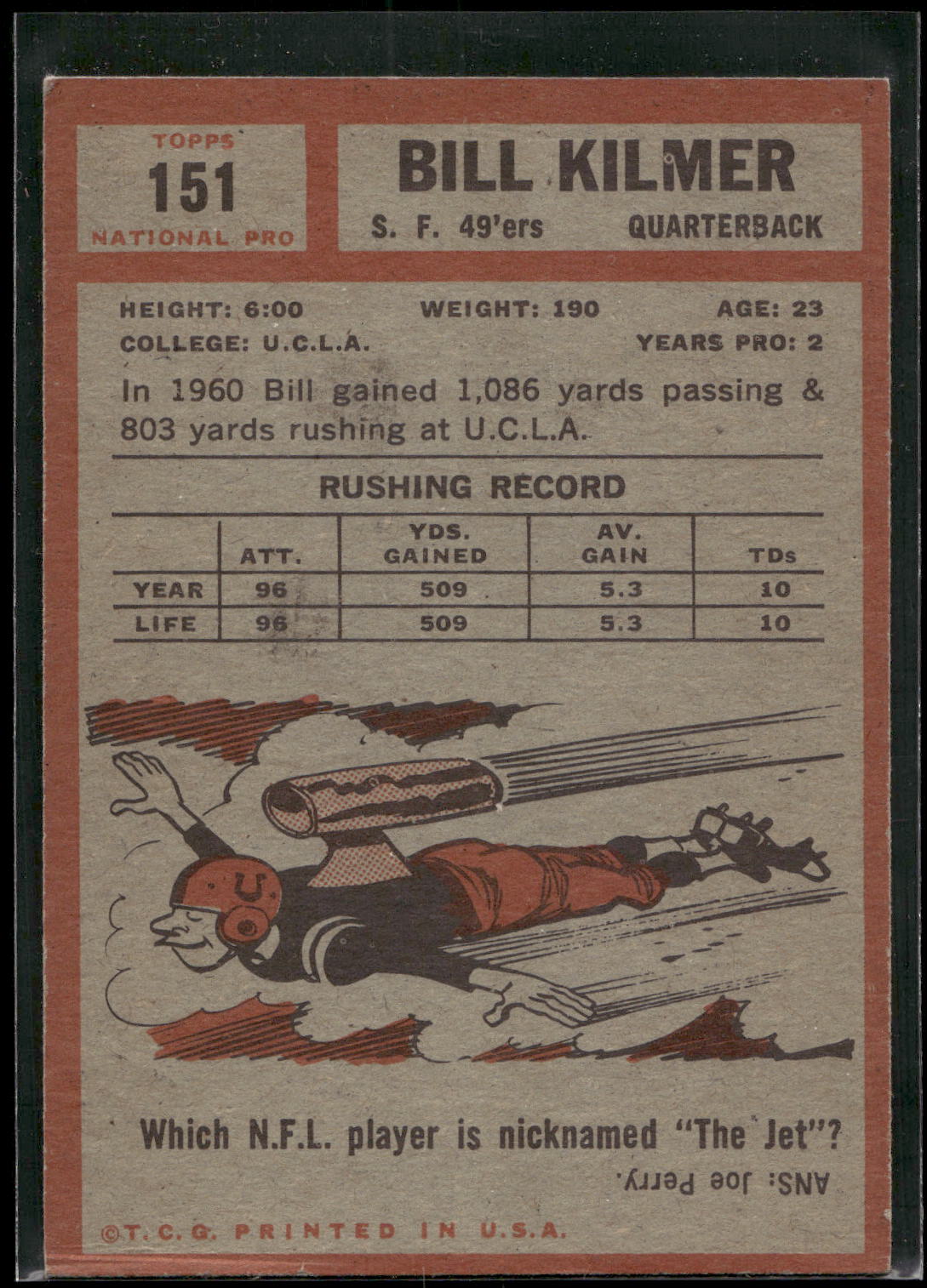 1962 Topps #151 Bill Kilmer