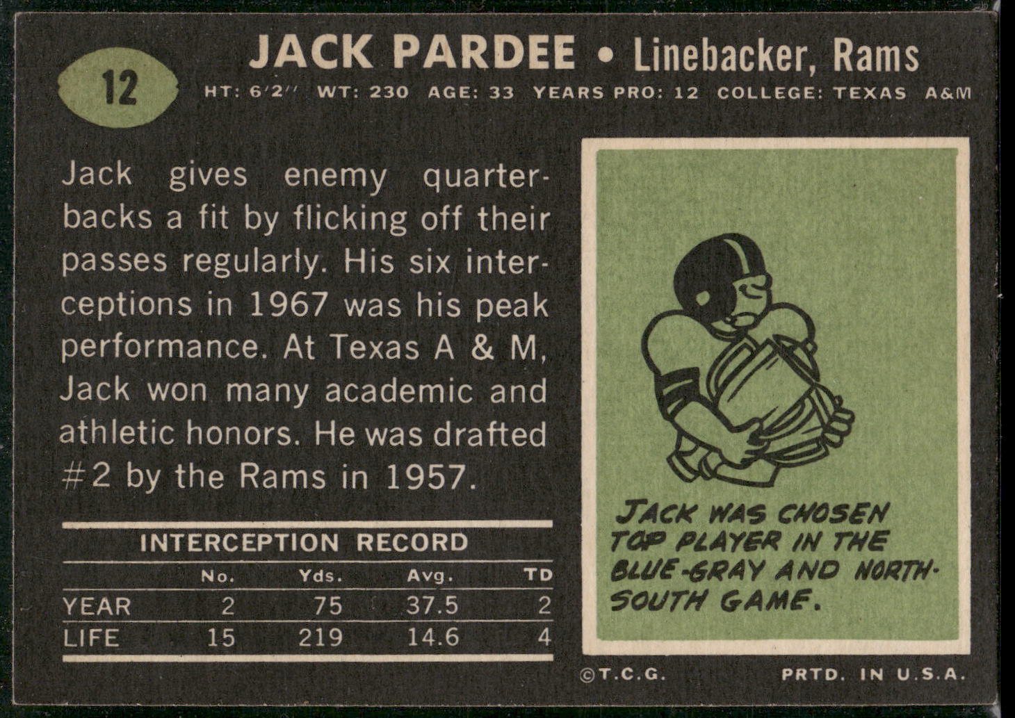 1969 Topps #12 Jack Pardee
