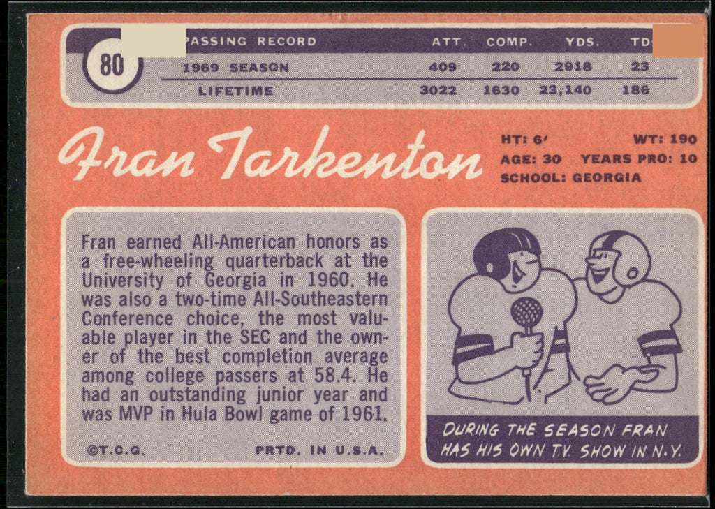 1970 Topps #80 Fran Tarkenton