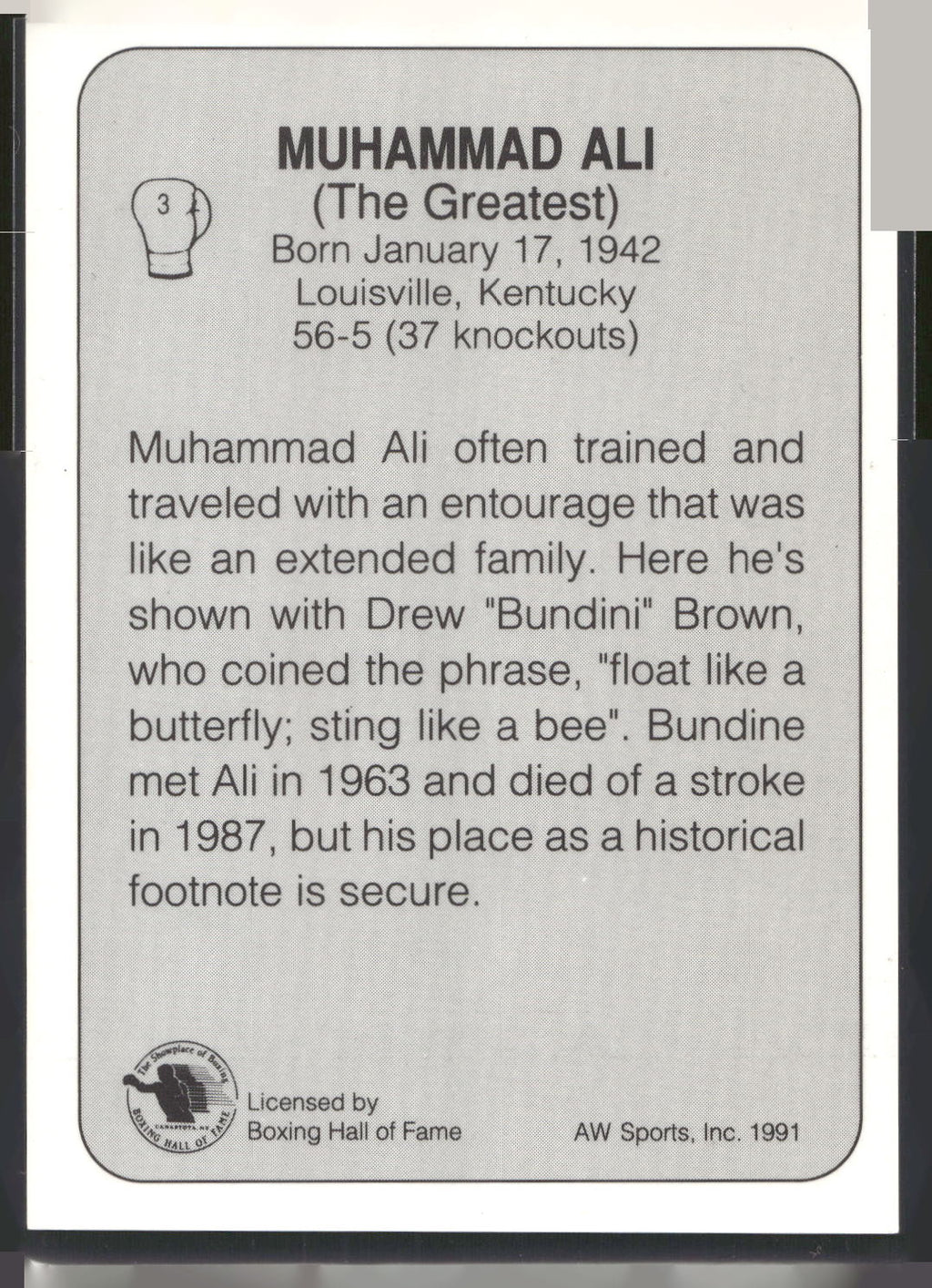 1991 All World #3 Muhammad Ali