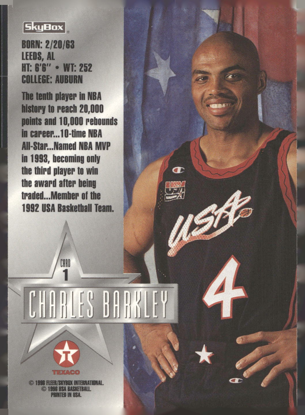 1996 SkyBox Texaco USA #1 Charles Barkley