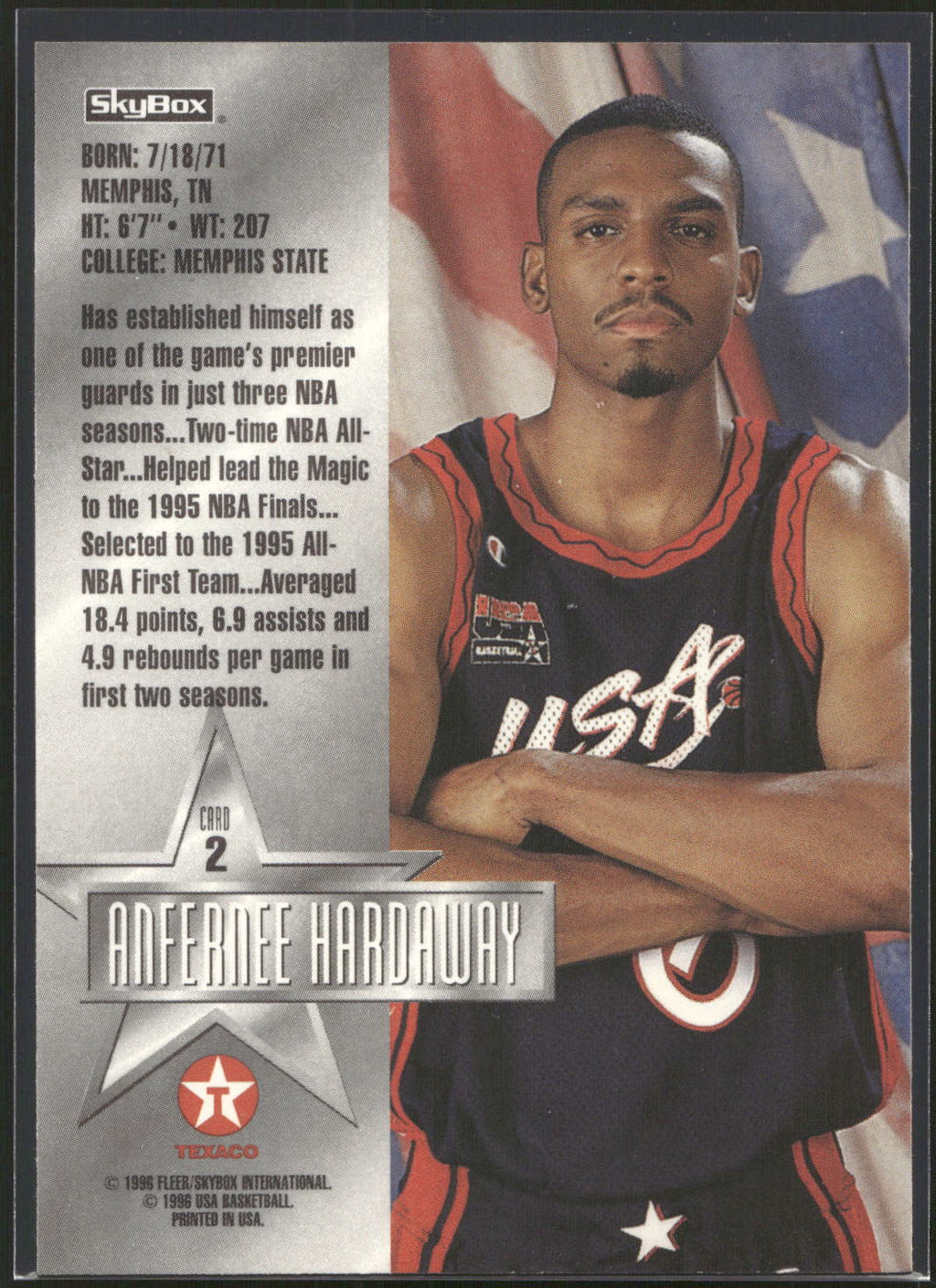 1996 SkyBox Texaco USA #2 Anfernee Hardaway