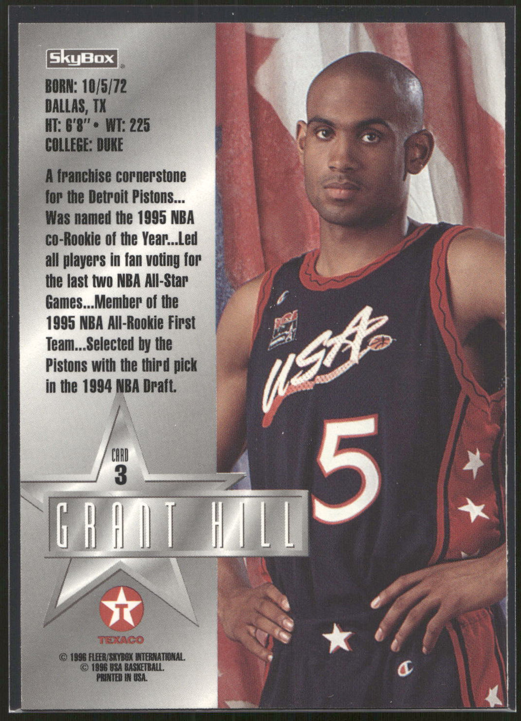 1996 SkyBox Texaco USA #3 Grant Hill