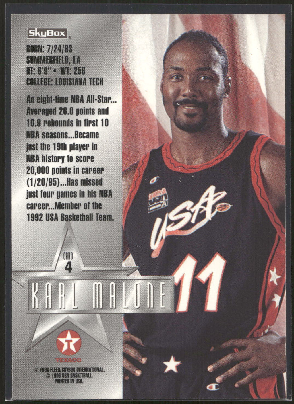 1996 SkyBox Texaco USA #4 Karl Malone