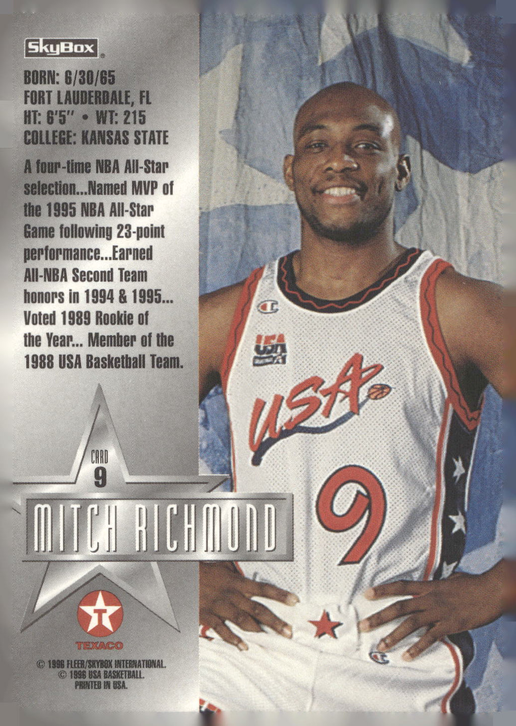 1996 SkyBox Texaco USA #9 Mitch Richmond