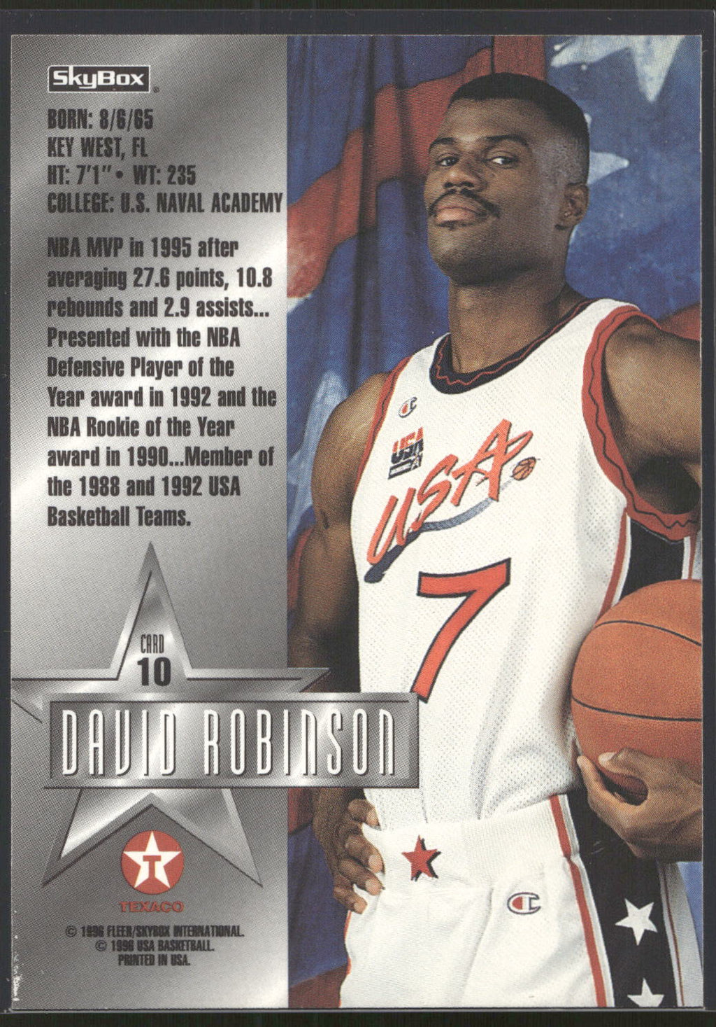 1996 SkyBox Texaco USA #10 David Robinson