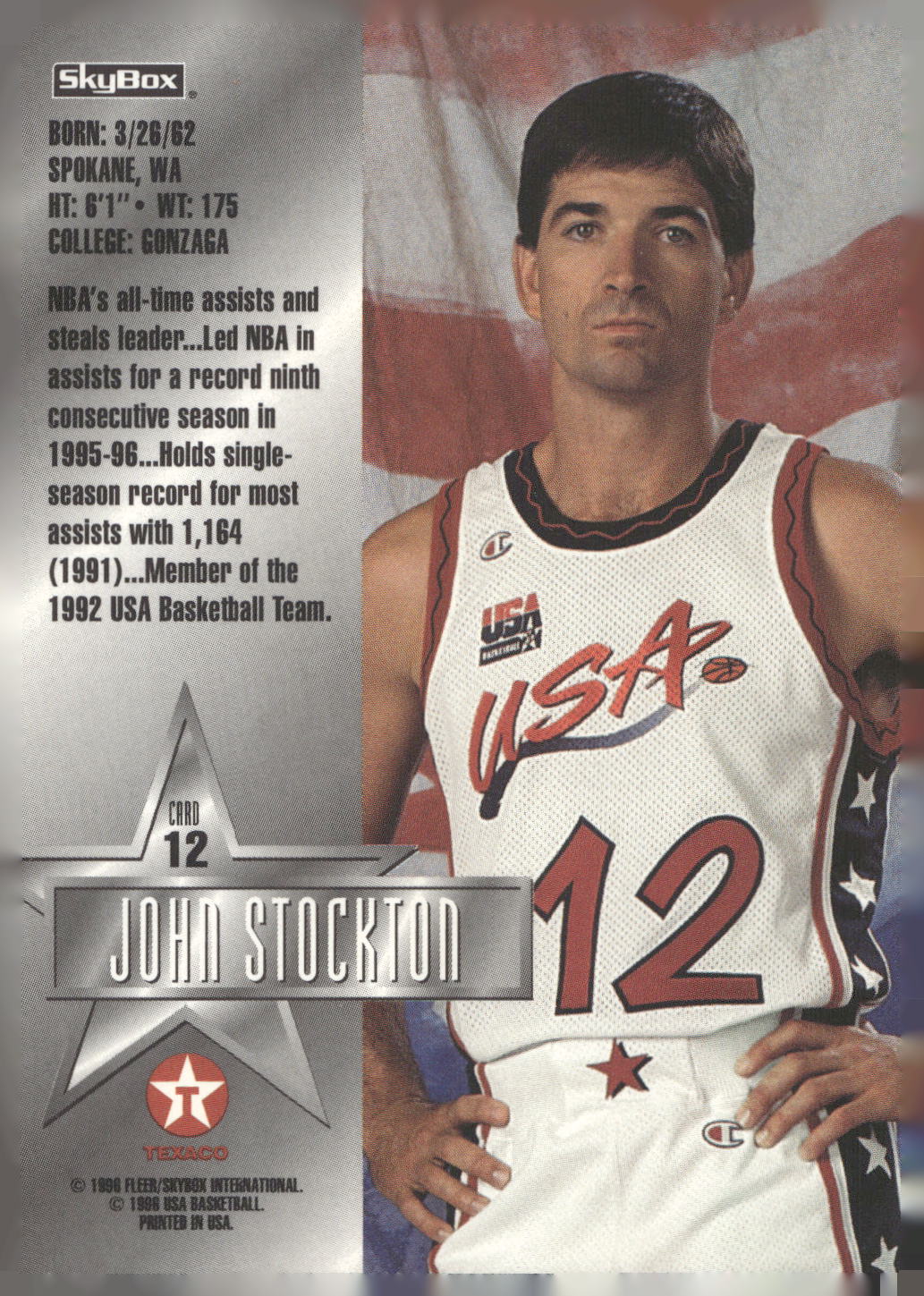 1996 SkyBox Texaco USA #12 John Stockton