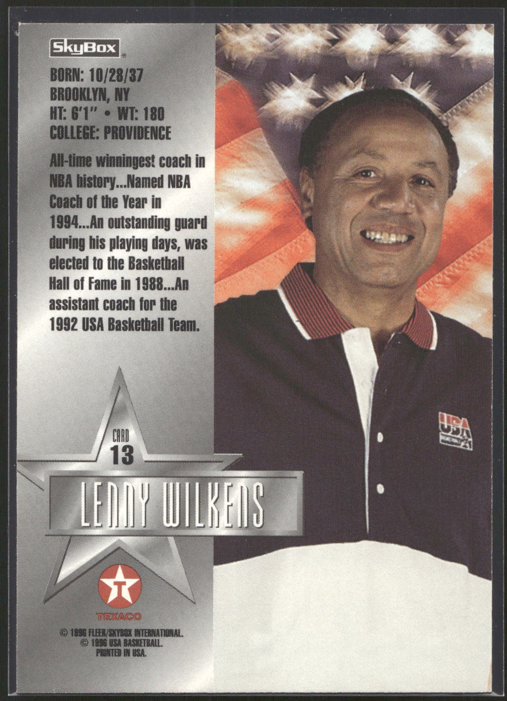 1996 SkyBox Texaco USA #13 Lenny Wilkens