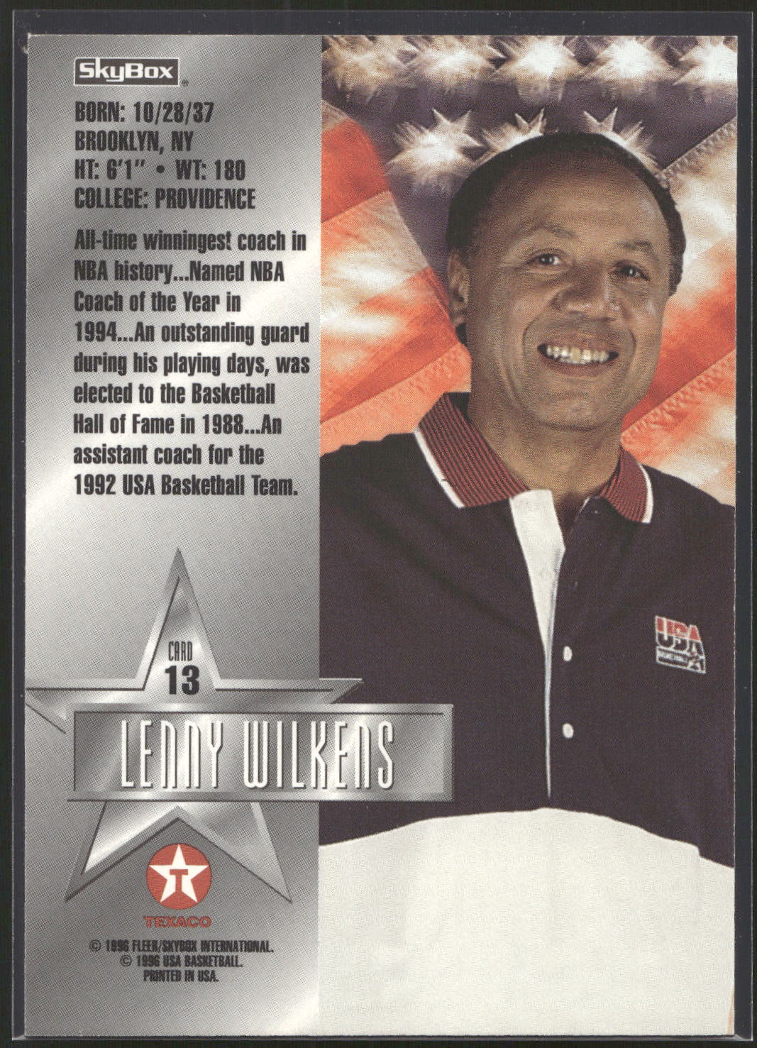 1996 SkyBox Texaco USA #13 Lenny Wilkens