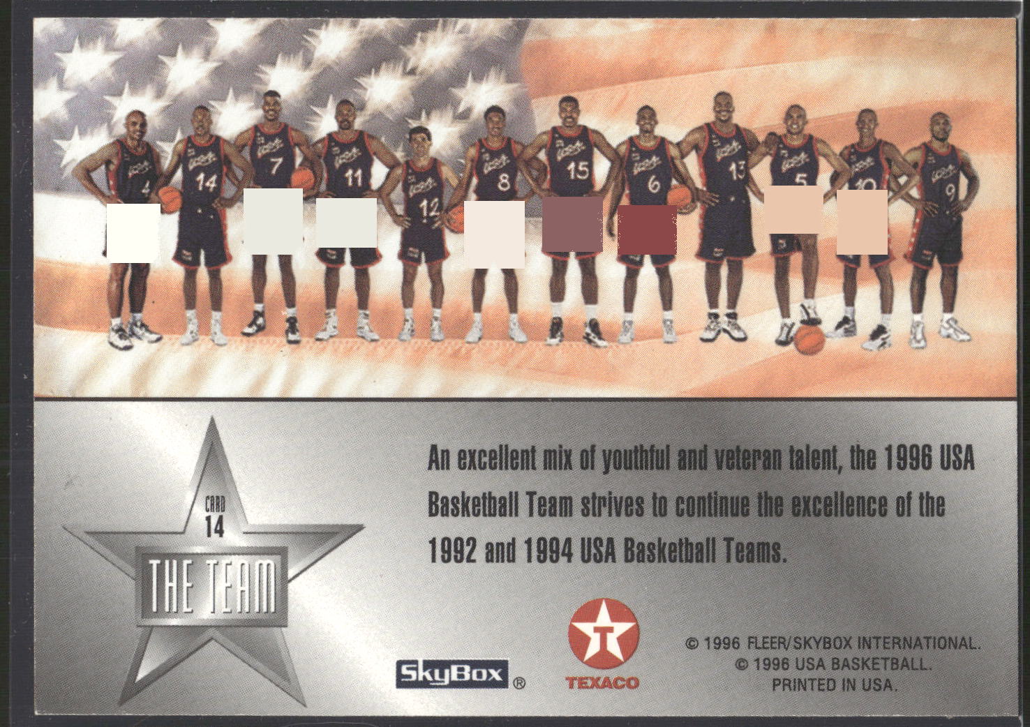 1996 SkyBox Texaco USA #14 Team Card