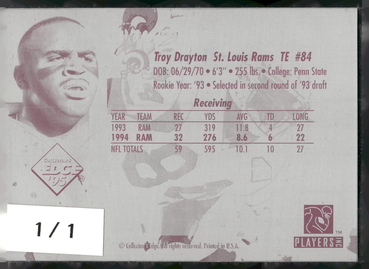 1995 Collector's Edge Blank Back Proof #108 Troy Drayton