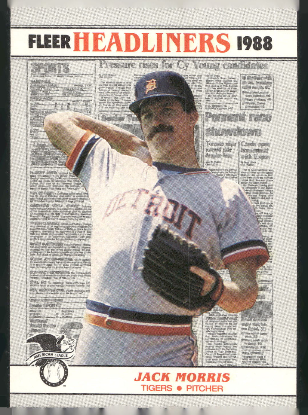 1988 Fleer #3 Jack Morris Headliners