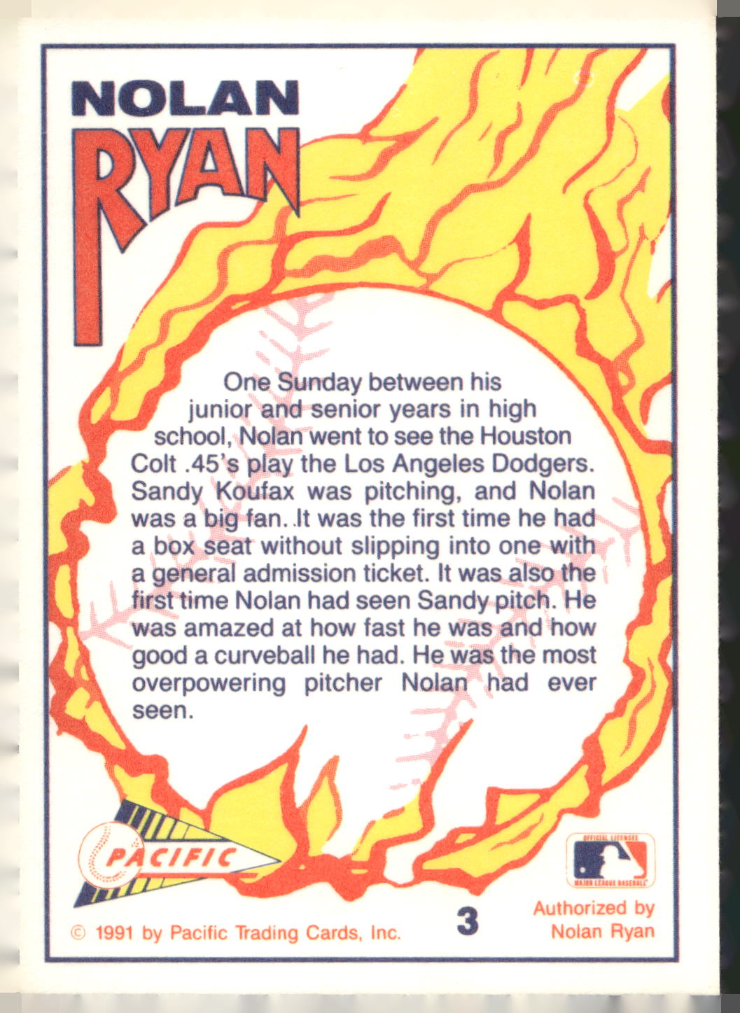 1991 Pacific Nolan Ryan Texas Express I #3 Nolan Ryan