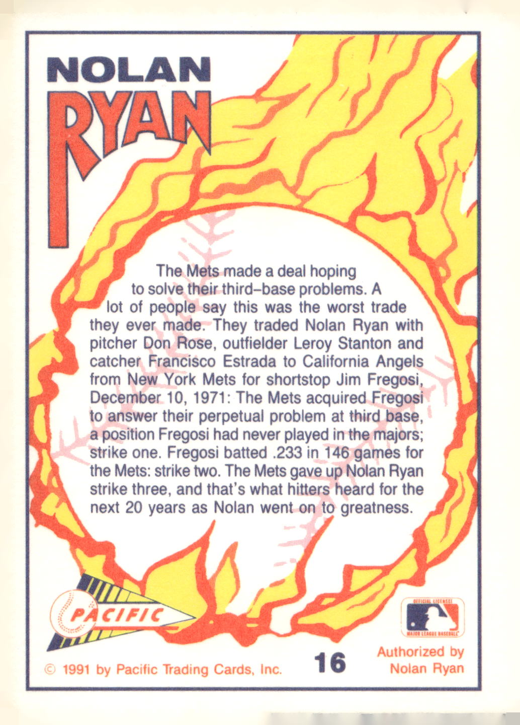 1991 Pacific Nolan Ryan Texas Express I #16 Nolan Ryan