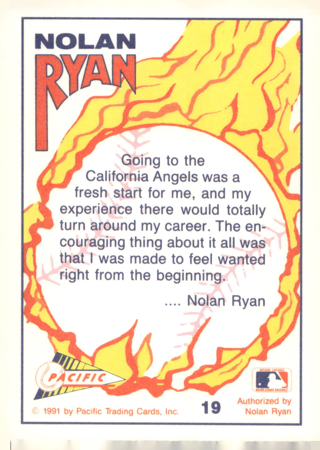 1991 Pacific Nolan Ryan Texas Express I #19 Nolan Ryan