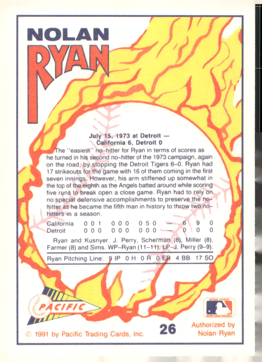 1991 Pacific Nolan Ryan Texas Express I #26 Nolan Ryan