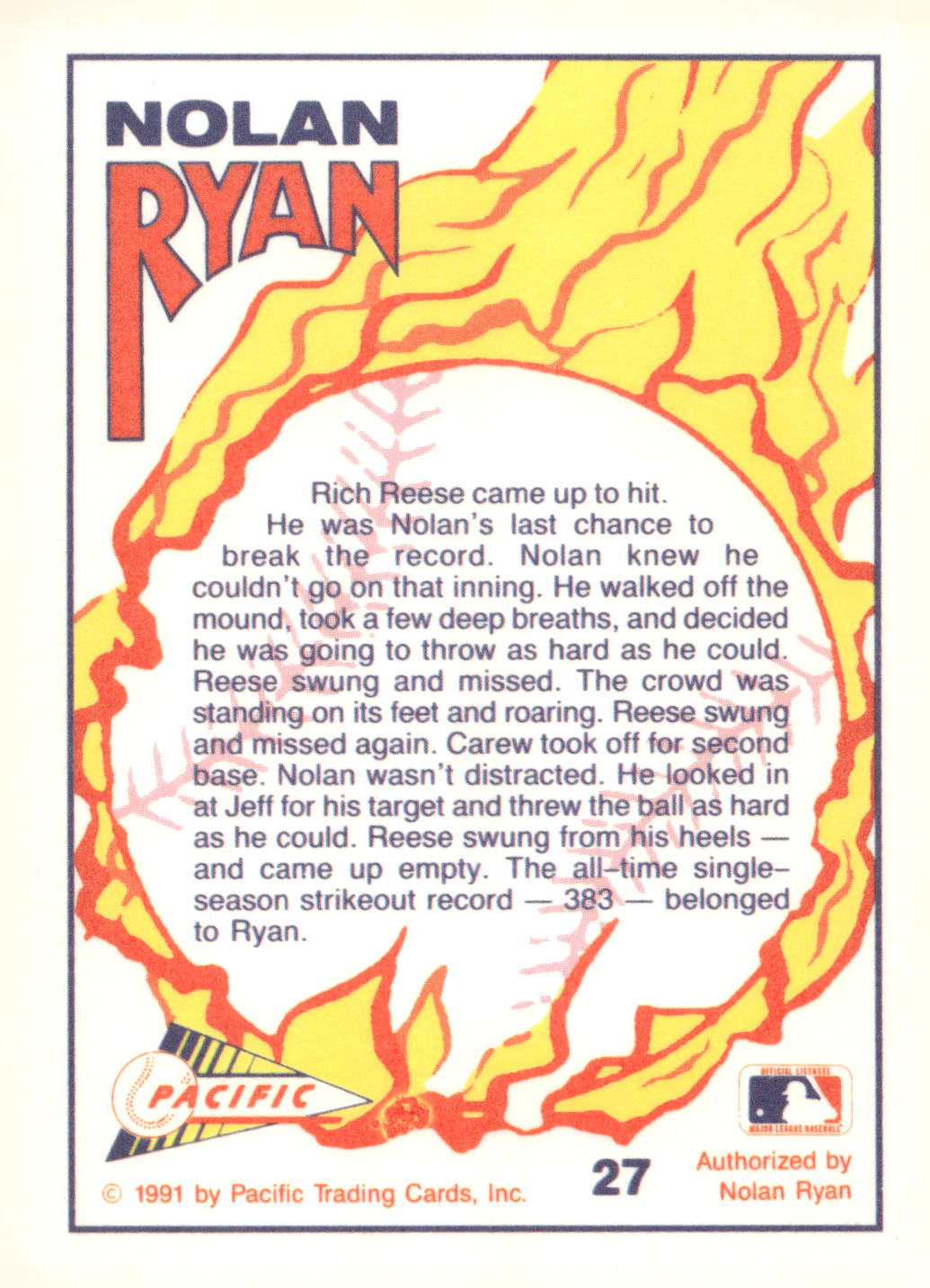 1991 Pacific Nolan Ryan Texas Express I #27 Nolan Ryan