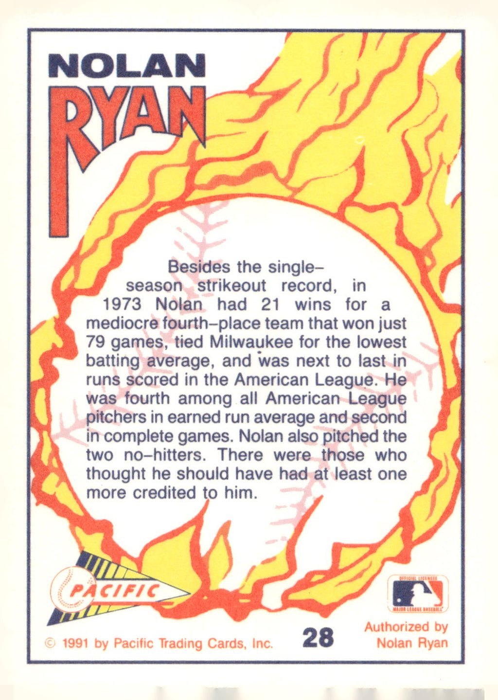 1991 Pacific Nolan Ryan Texas Express I #28 Nolan Ryan