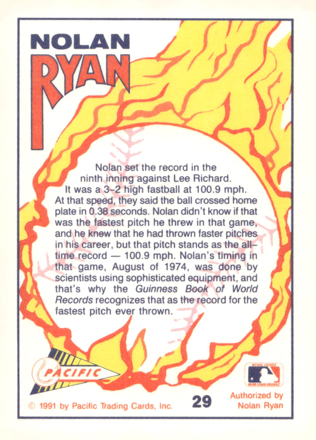 1991 Pacific Nolan Ryan Texas Express I #29 Nolan Ryan