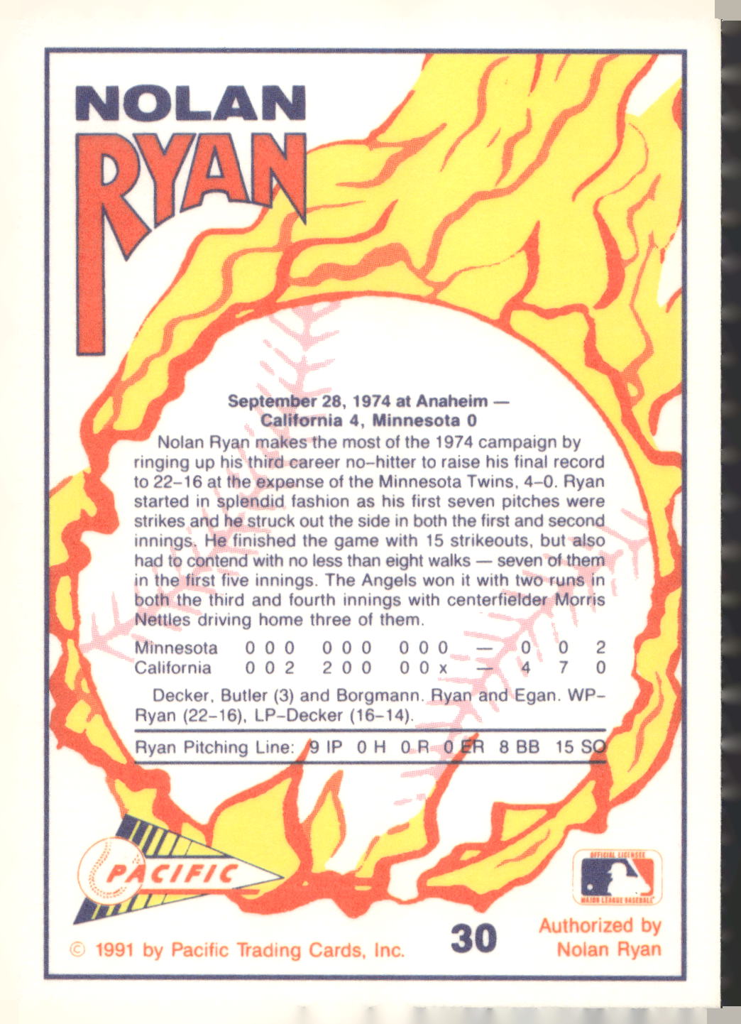 1991 Pacific Nolan Ryan Texas Express I #30 Nolan Ryan