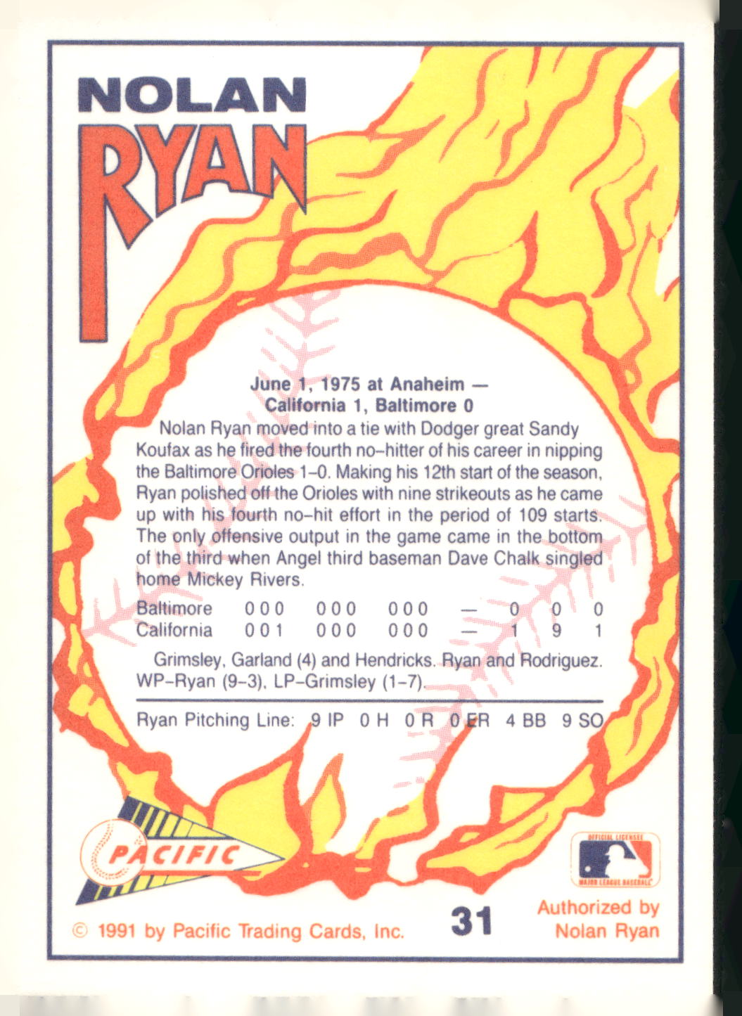 1991 Pacific Nolan Ryan Texas Express I #31 Nolan Ryan