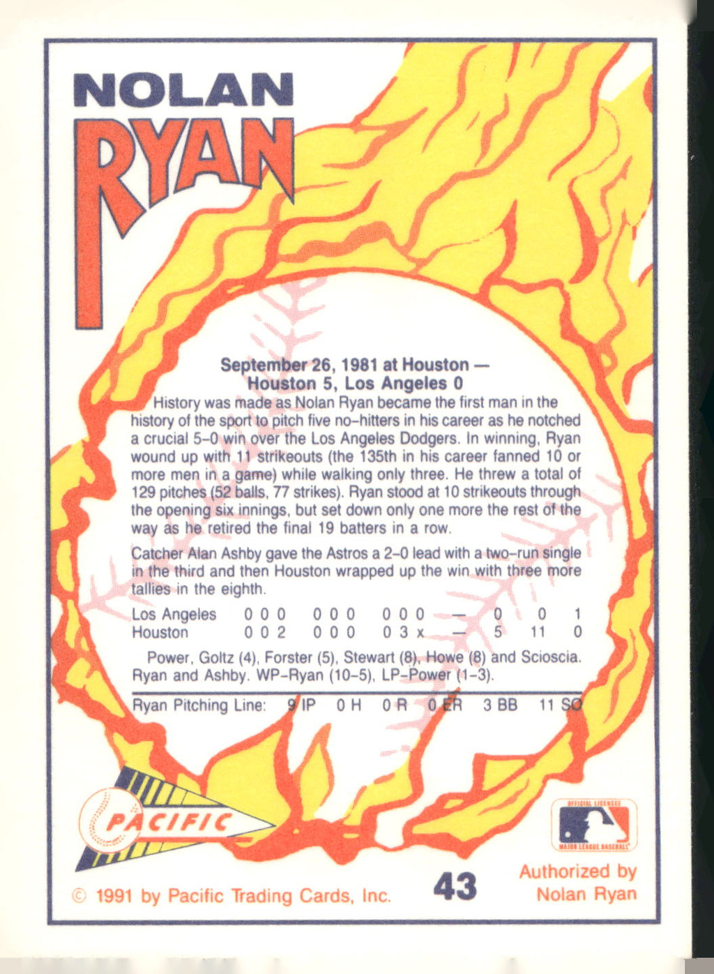 1991 Pacific Nolan Ryan Texas Express I #43 Nolan Ryan