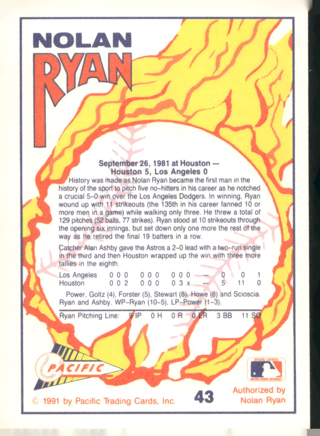1991 Pacific Nolan Ryan Texas Express I #43 Nolan Ryan