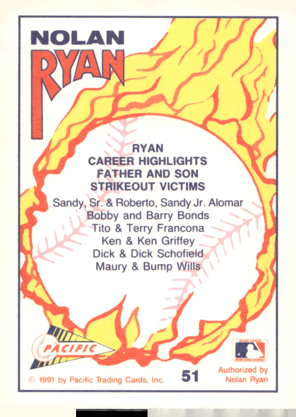 1991 Pacific Nolan Ryan Texas Express I #51 Nolan Ryan