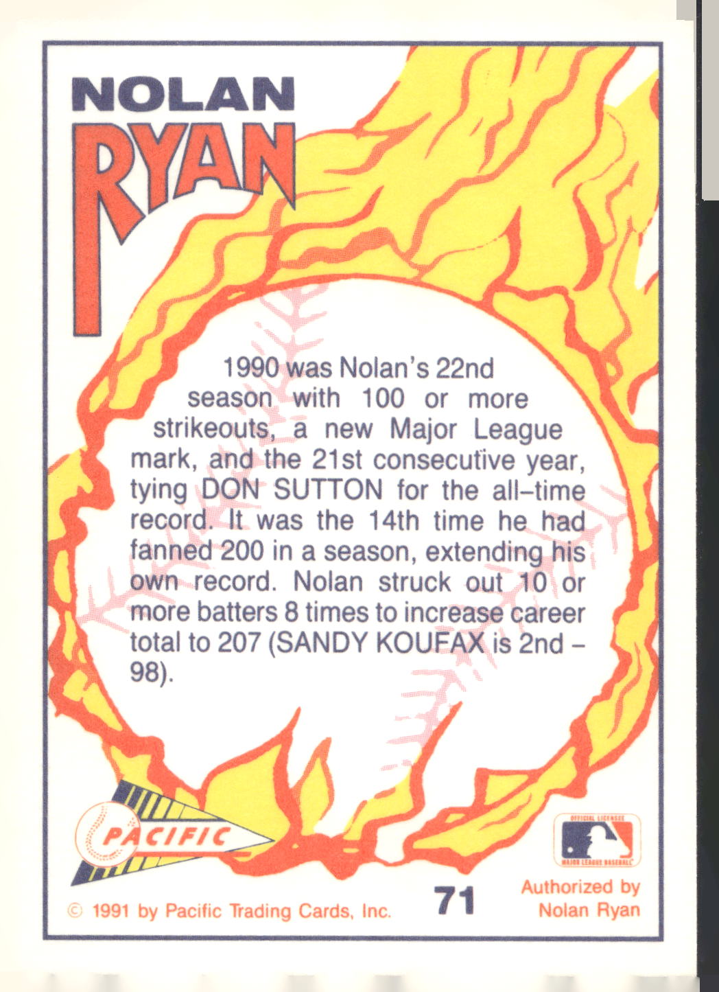 1991 Pacific Nolan Ryan Texas Express I #71 Nolan Ryan