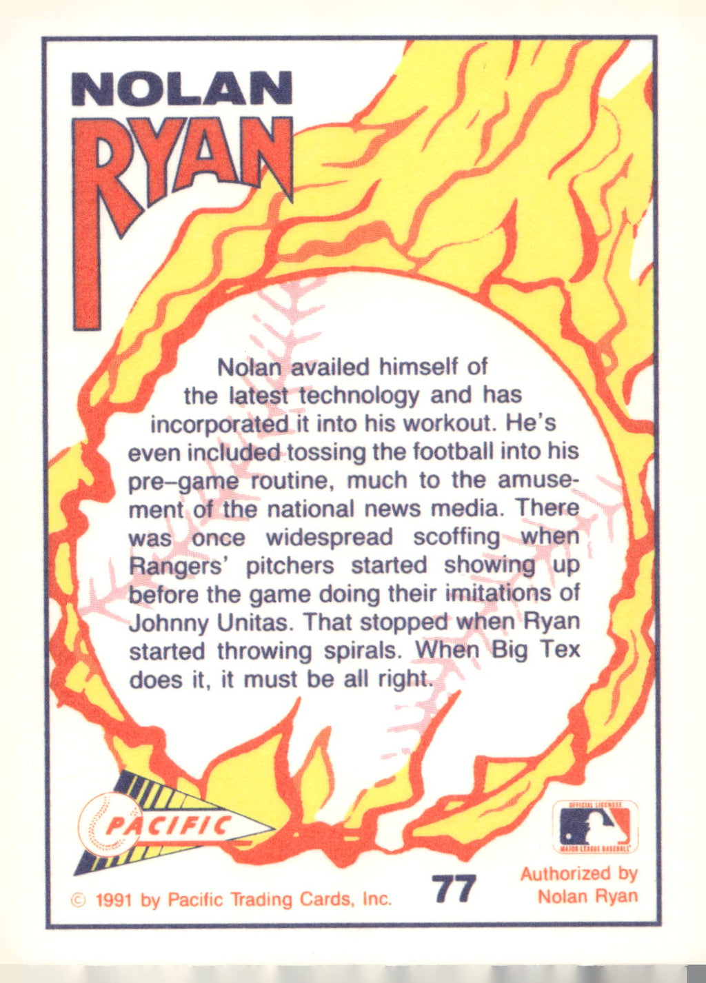 1991 Pacific Nolan Ryan Texas Express I #77 Nolan Ryan