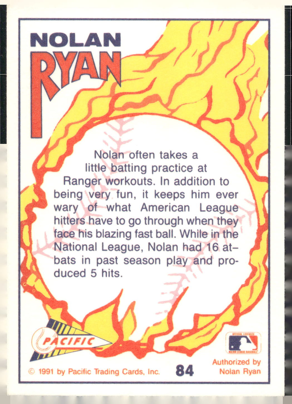 1991 Pacific Nolan Ryan Texas Express I #84 Nolan Ryan