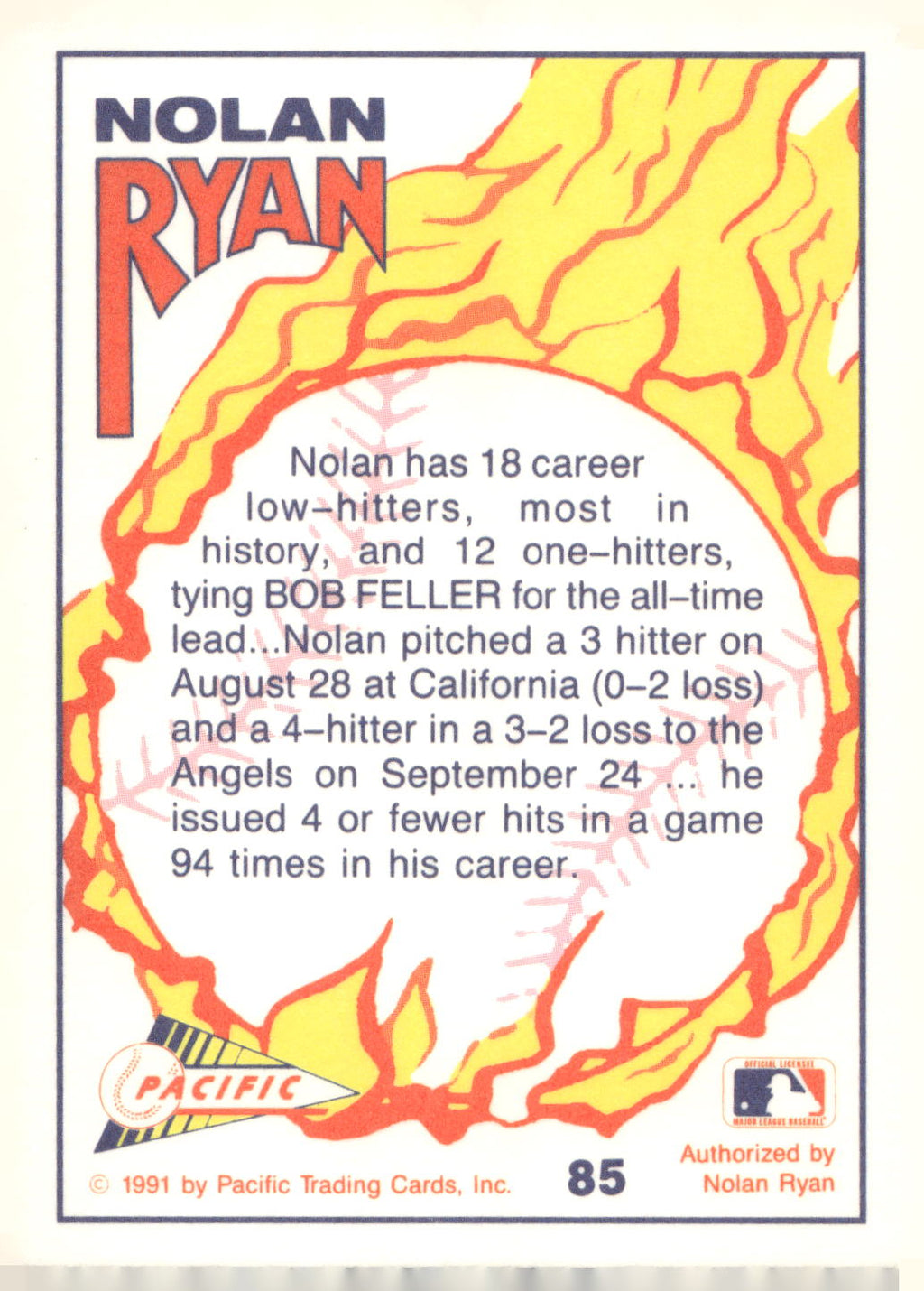 1991 Pacific Nolan Ryan Texas Express I #85 Nolan Ryan