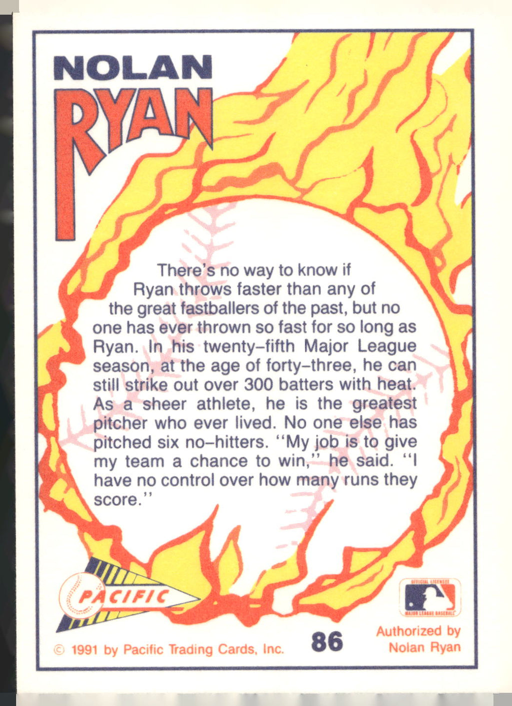 1991 Pacific Nolan Ryan Texas Express I #86 Nolan Ryan