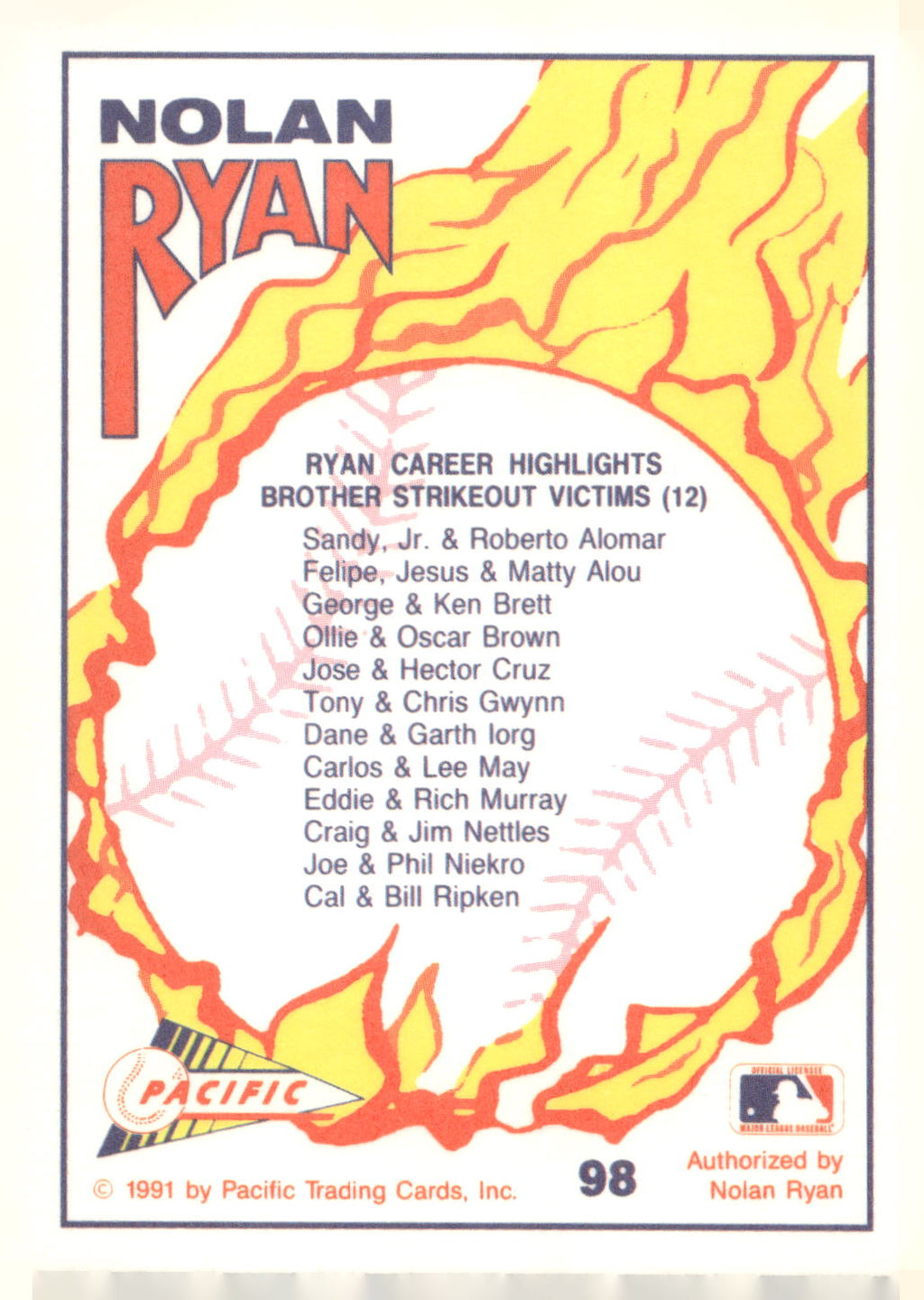 1991 Pacific Nolan Ryan Texas Express I #98 Nolan Ryan