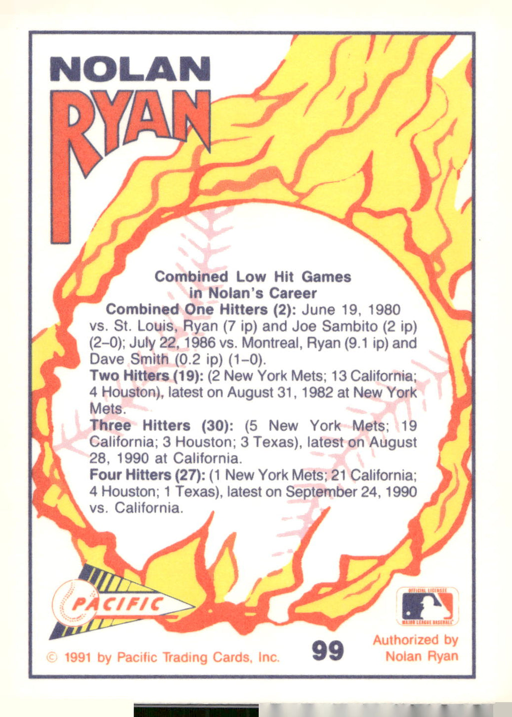 1991 Pacific Nolan Ryan Texas Express I #99 Nolan Ryan