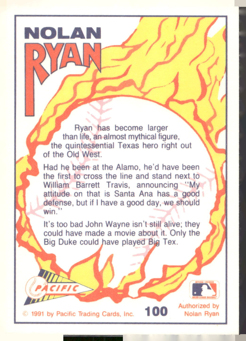 1991 Pacific Nolan Ryan Texas Express I #100 Nolan Ryan