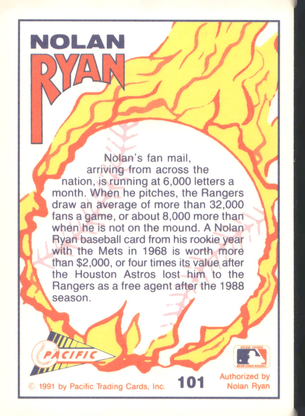 1991 Pacific Nolan Ryan Texas Express I #101 Nolan Ryan