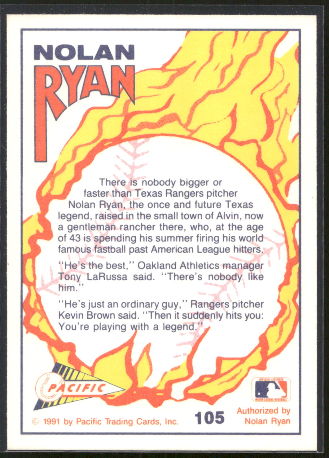 1991 Pacific Nolan Ryan Texas Express I #105 Nolan Ryan