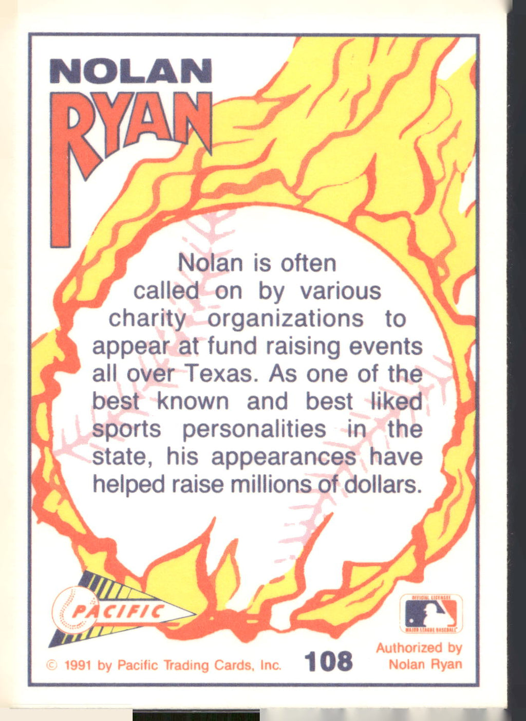 1991 Pacific Nolan Ryan Texas Express I #108 Nolan Ryan