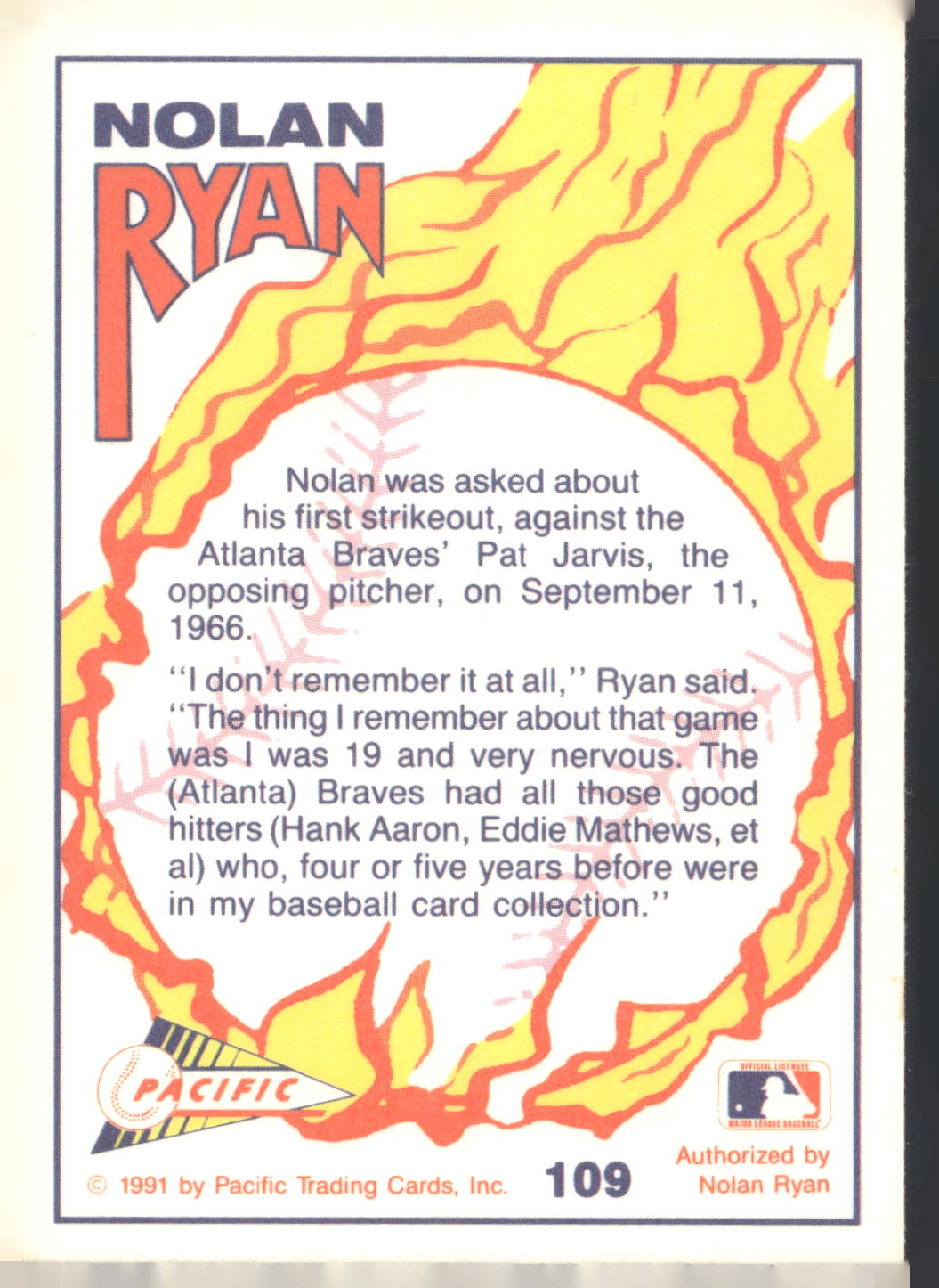 1991 Pacific Nolan Ryan Texas Express I #109 Nolan Ryan