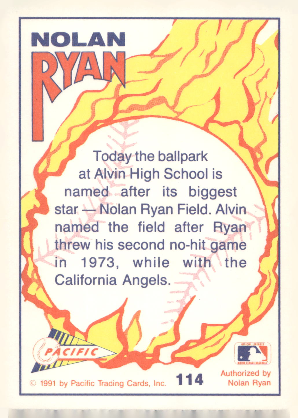 1993 Pacific Texas Express #114 Nolan Ryan Field