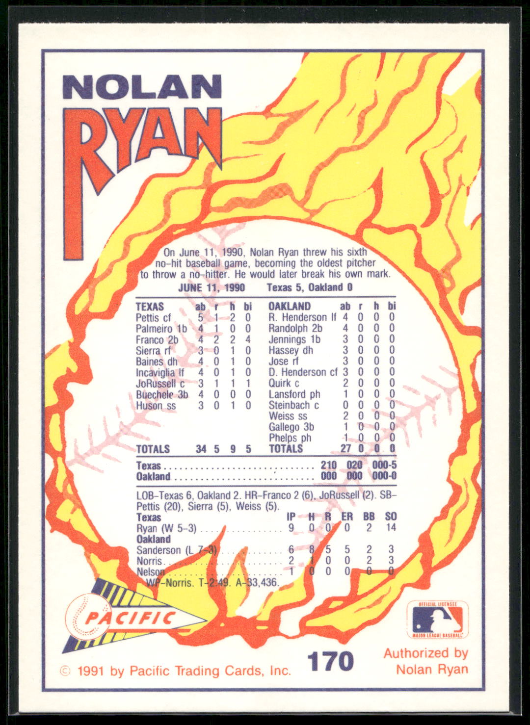 1992 Pacific Nolan Ryan Texas Express II #170 Nolan Ryan