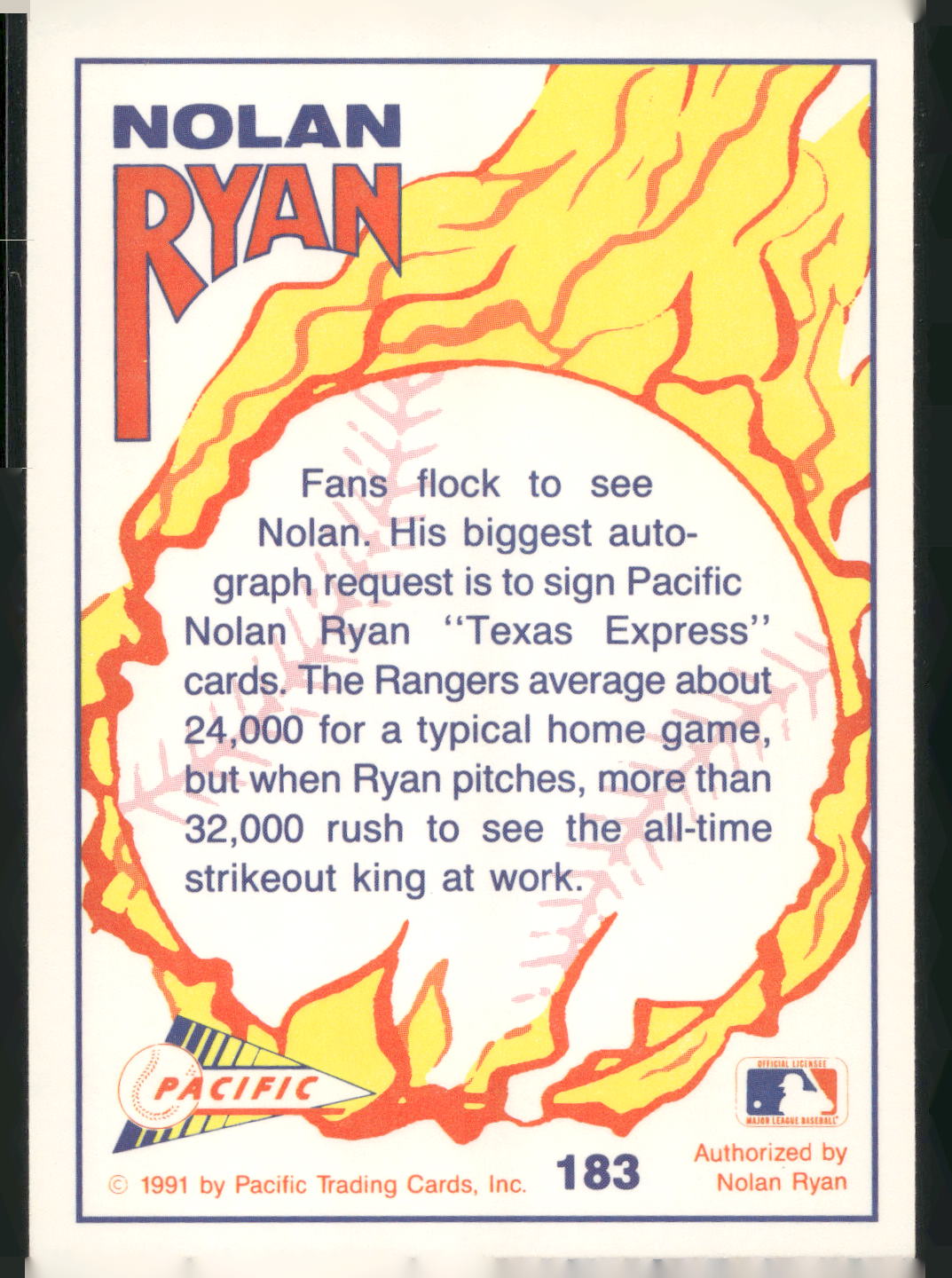 1992 Pacific Nolan Ryan Texas Express II #183 Nolan Ryan
